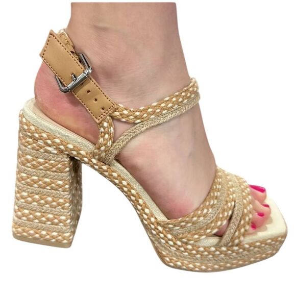 NEW Dolce Vita Alex Platform Sandals Cream Raffia Size 10 - Picture 1 of 9